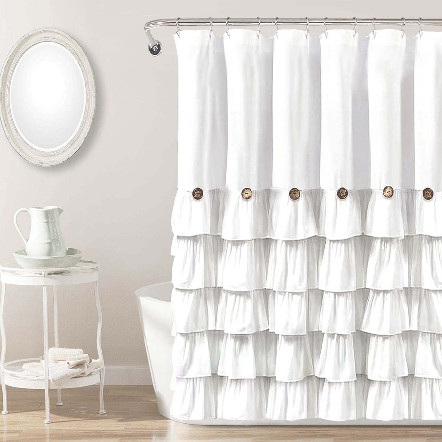 White ruffle shower curtain discount