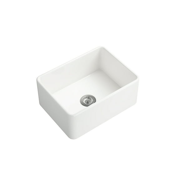 White Farmhouse Sink Deep Apron Sink Undermount Farmhouse Kitchen Sink Single Farm Sink White + Ceramic