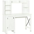 thumbnail image 1 of White Farmhouse Study Desk with Storage | Suitable for Multiple Rooms | Reinforced with X-type Steel Bars | Maximizes Storage Space, 1 of 5