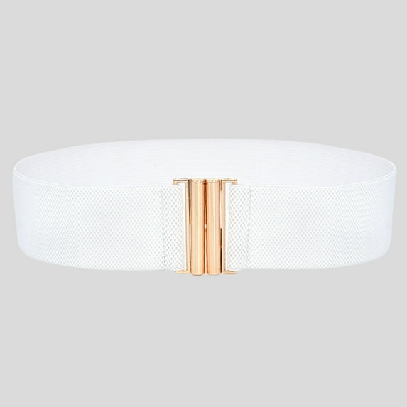 White Fashion Lady Wide Belts Women Elastic Belt Buckle Waist Dress Stretch
