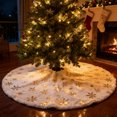 thumbnail image 1 of White Faux Fur Christmas Tree Skirt 24 Inches, Mini Xmas Tree Mat with Gold Sequin Snowflakes, Soft Plush Small Tree Skirt for Holiday Home Decorations, New Year Party & Winter Wonderland Décor, 1 of 5
