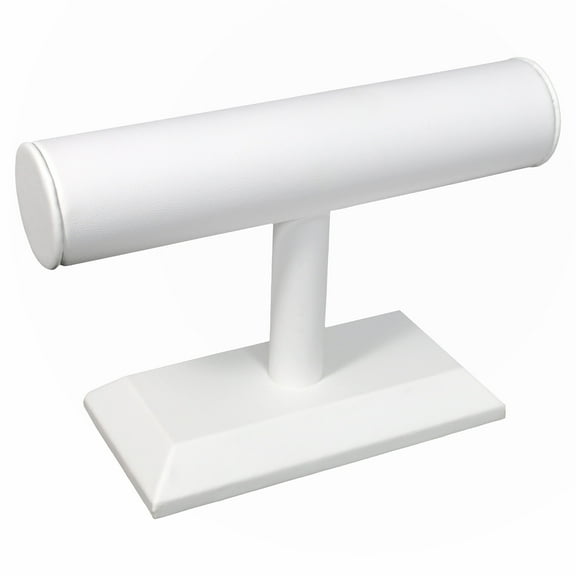 Vidastop Round T Bar Jewelry Display, 7 1/2" x 4 7/8", White Faux Leather