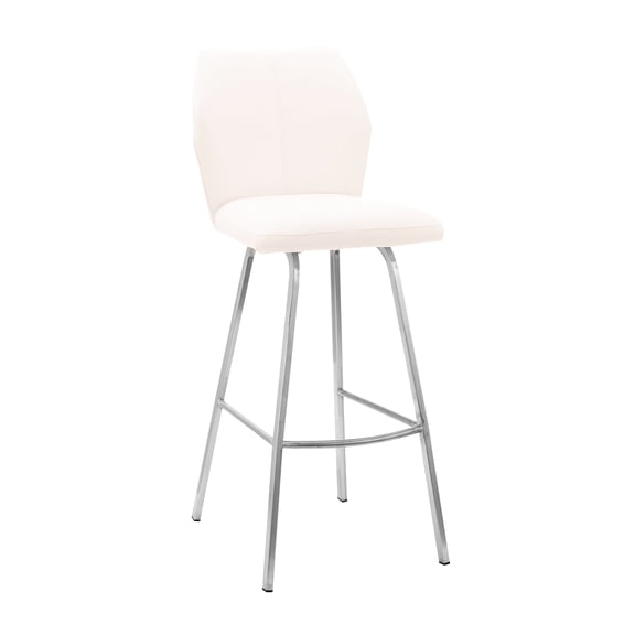 White Faux Leather 26" Counter Stool With Steel Frame, Modern Style, Comfortable Seat Stool, Leather, Base, Stable And Elegant Style