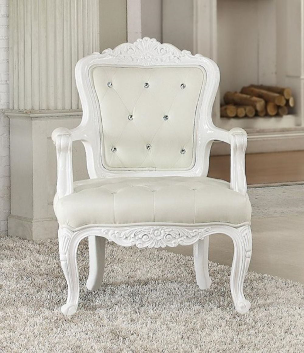 White Faux Leather Accent Chair