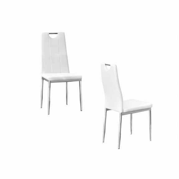 White Faux Leather Dining Chair 4pc Set, Chrome Finish Metal Legs, Dining Room, Kitchen Side Chairs Set