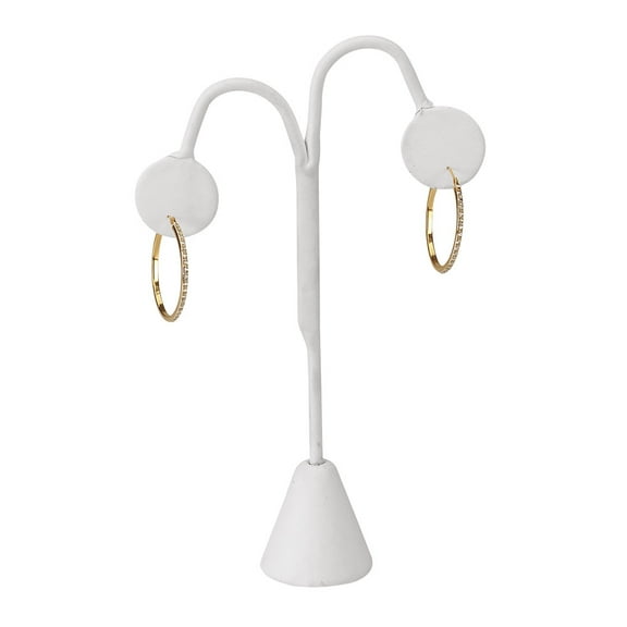 White Faux Leather Earring Tree Display - Pack of 25