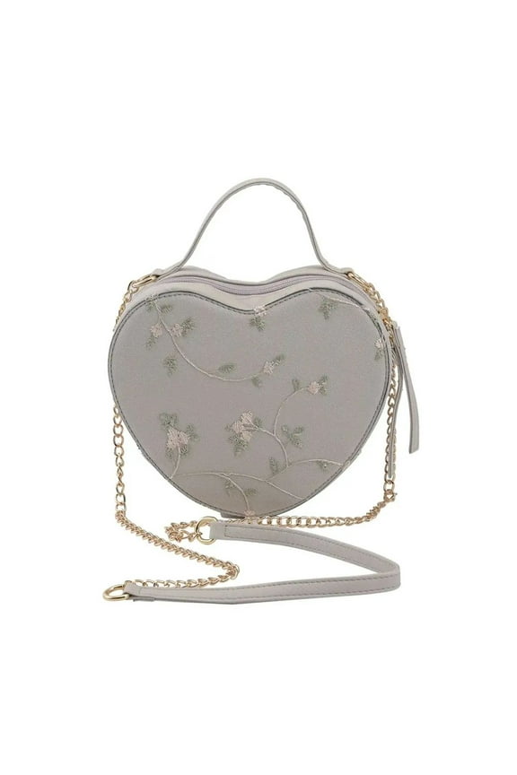 Cute White Heart Purse for Women, Faux Leather Heart Shaped Crossbody Bags, Zipper Closure Shoulder Bag Birthday Christmas Gifts