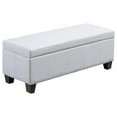 White Faux Leather Ottoman with Storage, Rectangular Extra Long Storage