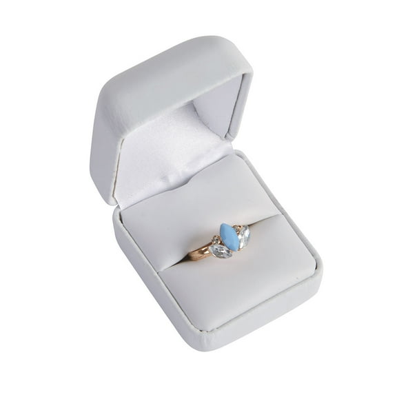 SSWBasics White Faux Leather Ring Box - 50 Included