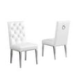 thumbnail image 1 of White Faux Leather Tufted Side Chairs with Gold Chrome Legs (Set of 2), 1 of 2