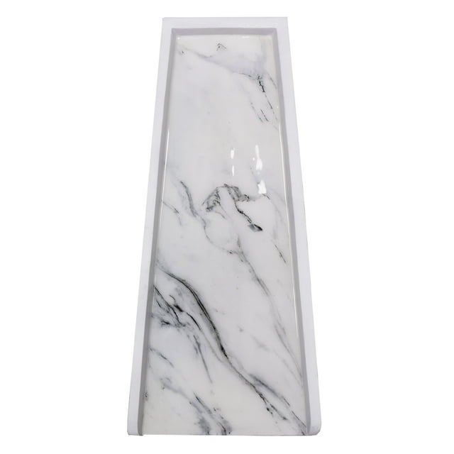 White Faux Marble 24in Cast Aluminum Downspout Gutter Splash Block
