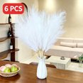 thumbnail image 1 of White Faux Pampas Grass,6 PCS Artificial Velvet Pampas Grass, Fake Feather Reed Sticks for Gothic Home Decor, Wedding, Birthday Party, Festival and Contemporary Interior Christmas Decorations, 1 of 7