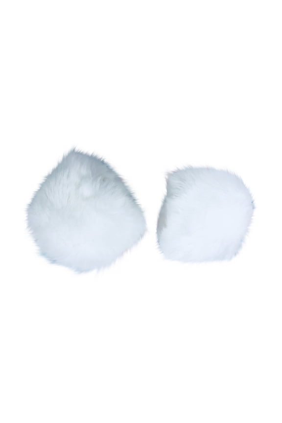 White Faux Rabbit Fur Oversized Wrist Cuff Gloves - Fleece Lined Thick Warm Faux Rabbit Fur, Large Fleece Cuffs, Soft Comfortable Material, Winter Warmth For Cold Days - For Women