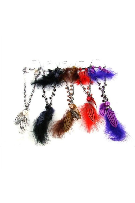 White Feather Bead Necklace & Earring