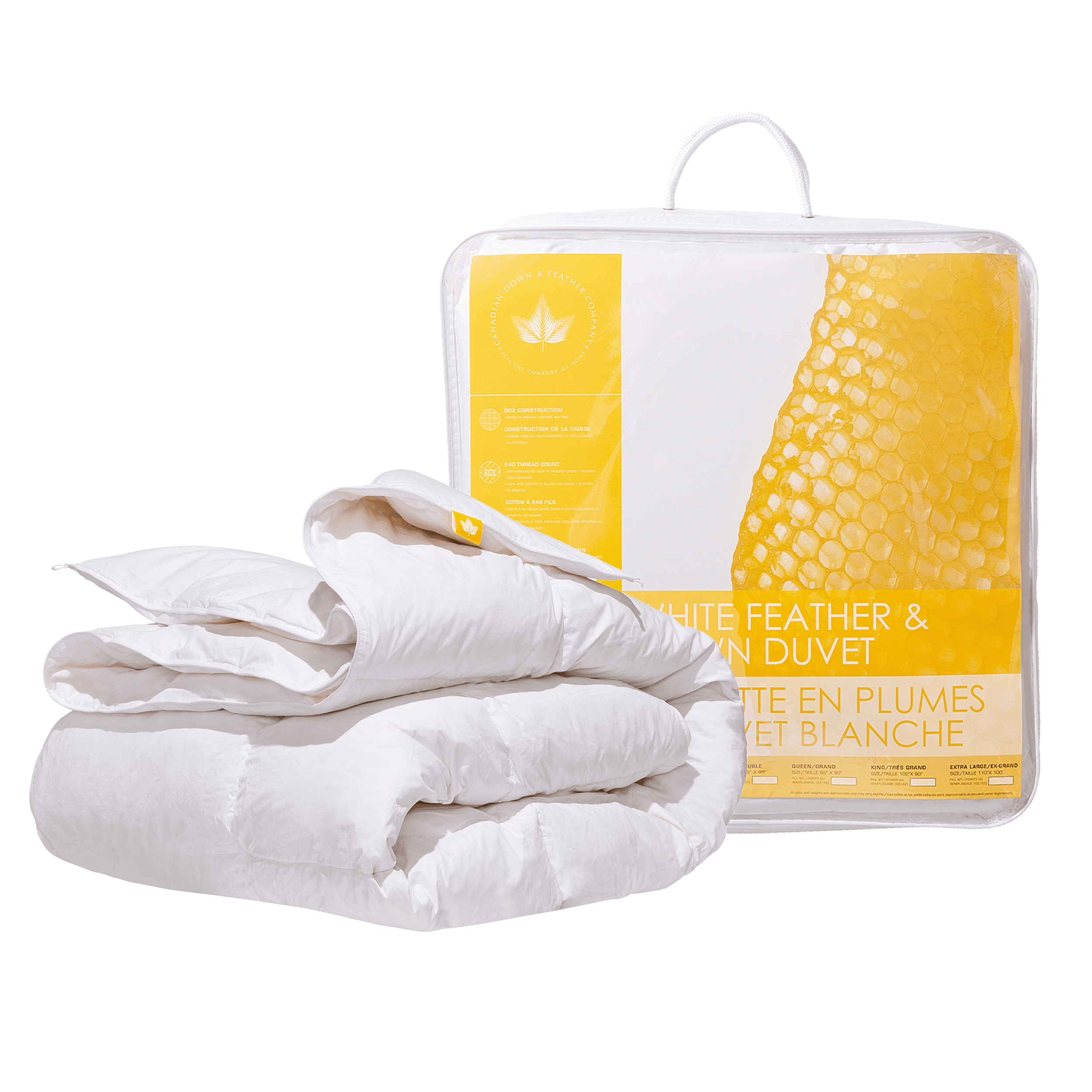 Twin Size White Cotton Feather and Down Duvet