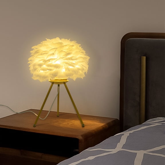 White Feather Lamp, Tripod Lamp, White Feather Table Lamp for Studies, Living Rooms, Dining Rooms, Cafes, Studios, Clubs, Reading Rooms, Bars, Lofts, Basements (Bulb Not Included)