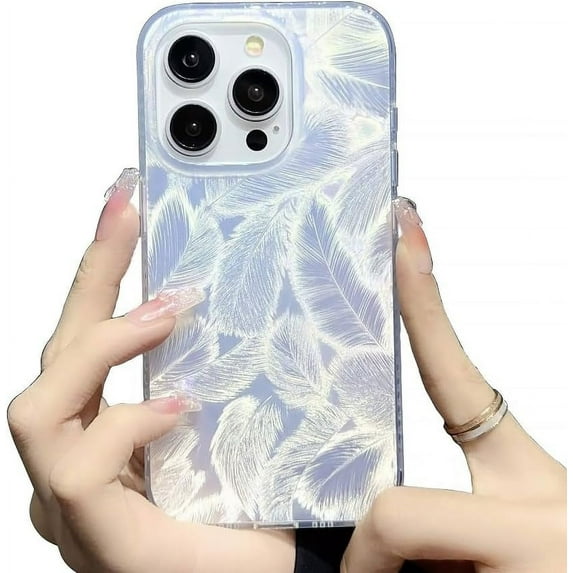 White Feather Yarn Aesthetic Luxury TPU Case Compatible with iPhone Case (iPhone 13 Pro)