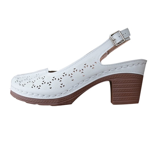 White Female Casual Beach Wedge Heels With Round Toe And Open Toe Thick Sole For Spring Outdoor Use Comfortable Women Shoes