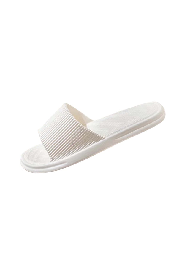 White Female Comfortable Flat Slippers For Spring And Summer Wear Featuring Lightweight Eva And Durable Construction For Leisure Activities
