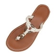 thumbnail image 1 of White Female Spring Summer Flip Flops With Round Toe Flat Sole Suitable For Beach And Park Visits, 1 of 9