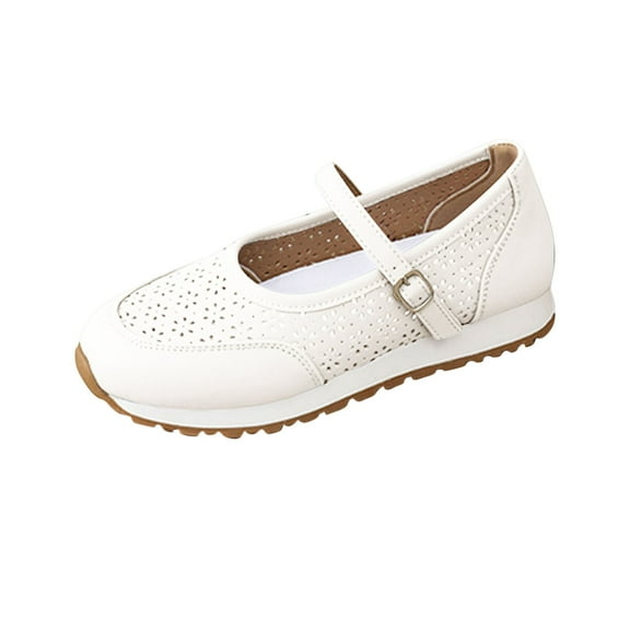 White Feminine Casual Shallow Buckle Sandals With Comfortable Fit For Outdoor And Indoor Leisure
