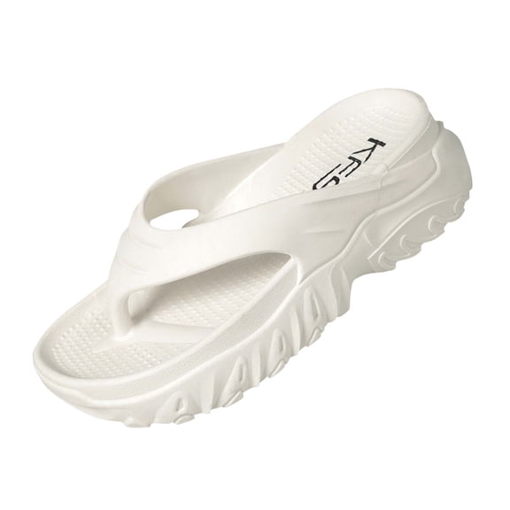 White Feminine Fashion Sandals With Thick Sole Clip Toe Construction And Wedge Heel For Beach Use In Spring Summer