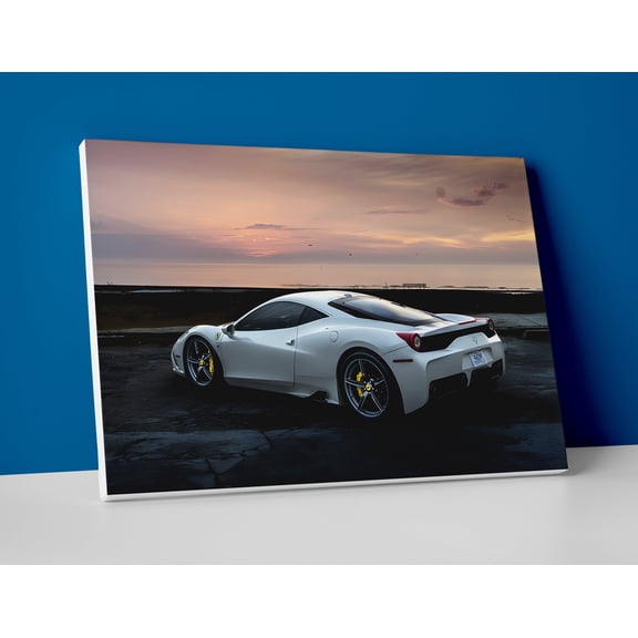 White Ferrari 458 Poster or Canvas Wall Art