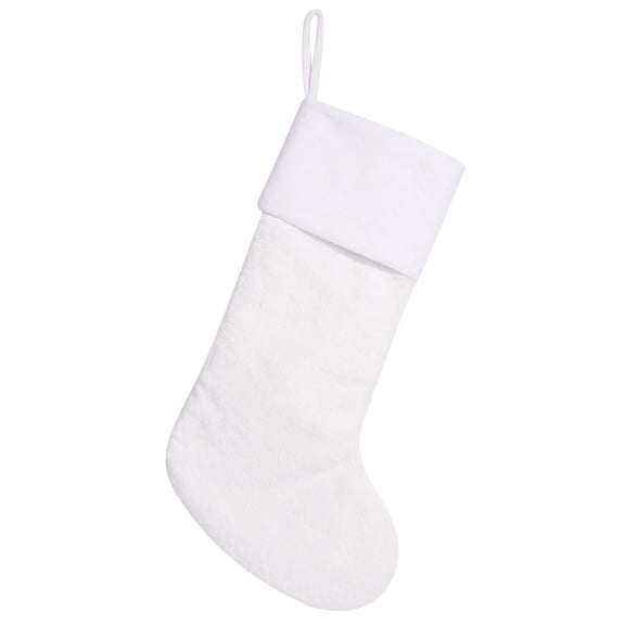 White Festive Large Stocking For Christmas Tree Decor With Gift Bag Design For Holiday Presents