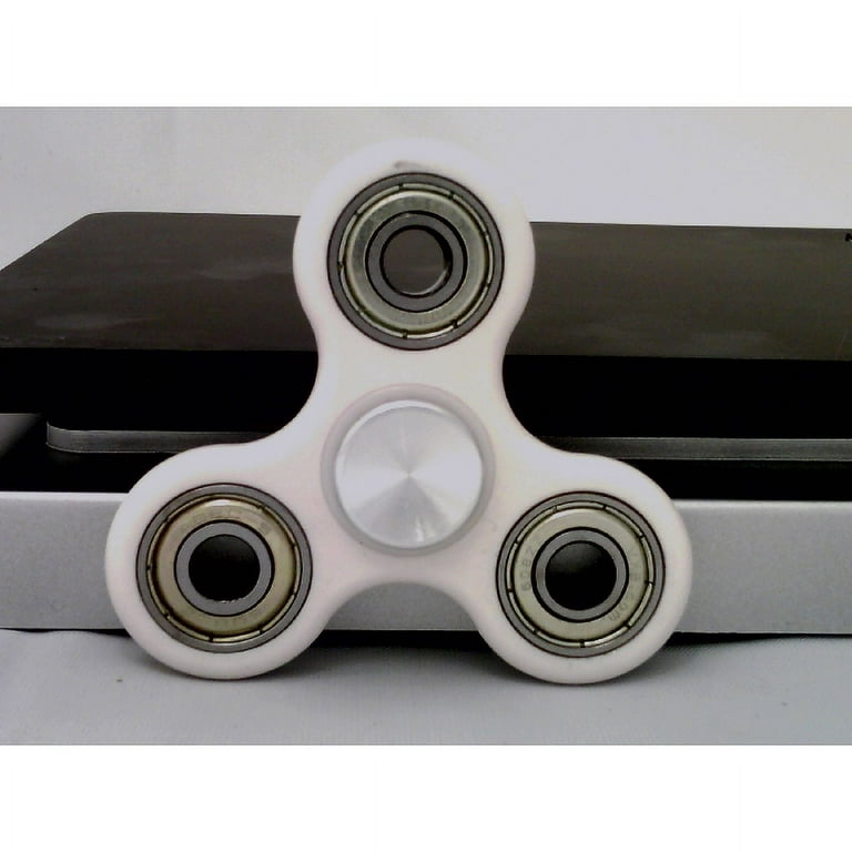 White Fidget Hand Spinner Toy with Center Full Ceramic ZrO2 Bearing, 3  outer red Bearings