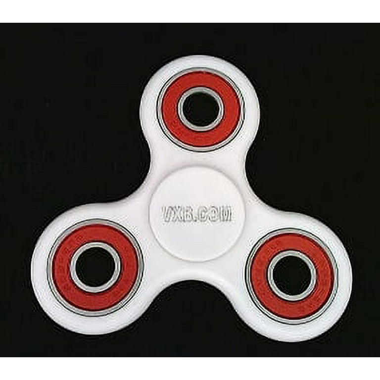 White Fidget Hand Spinner Toy with Center Stainless Steel Shielded Bearing  and red Outer Bearings
