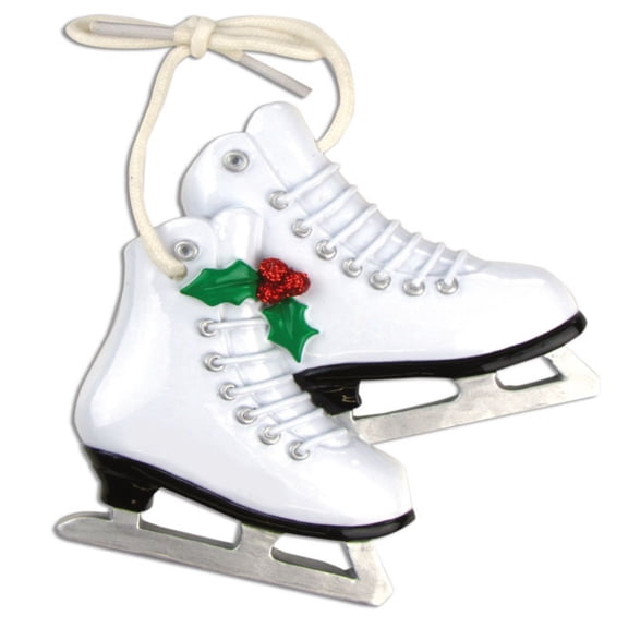 White Figure Skates Ice Skating Personalized Christmas Ornament