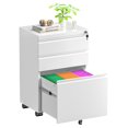 White File 3 Drawer, Mobile File with Lock and Wheels