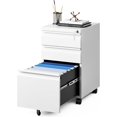 thumbnail image 1 of White Filing Cabinet 3 Drawers on Wheels Under Desk, Metal Rolling File Cabinet with Lock for Home Office, Small Mobile File Cabinet for Letter Legal File Folders, Un-Assembled, 1 of 9