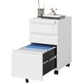 thumbnail image 1 of White Filing Cabinet 3 Drawers on Wheels Under Desk, Metal Rolling File Cabinet with Lock for Home Office, Small Mobile File Cabinet for Letter Legal File Folders, Un-Assembled, 1 of 12