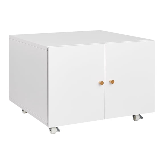 White Filing Cabinet on Lockable Wheels with Door & Adjustable Shelf, Waterproof for Letter/A4 Files - Home Office, Assembly Required