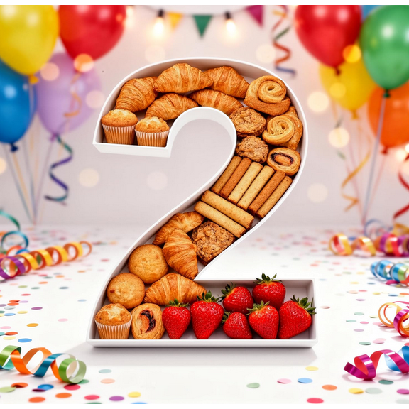 White Fillable Number 2026 Charcuterie Plastic Box Set, 2026 Number Serving Tray, 10 Inch Letter Tray, for New Year Party, Graduation Decorations