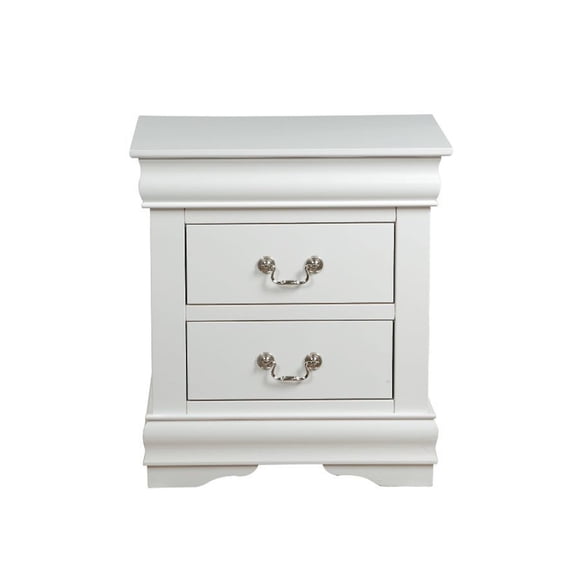 White Finish 2 Drawer Pine Nightstand / Bedroom Storage for Daily Essentials