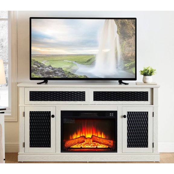 White Finish - 3 Flame Brightness Levels - Family Room - Artisanal Craftsmanship