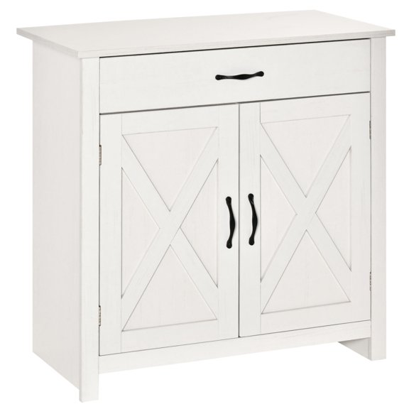 White Finish - Ample Space for Dry Goods - Entryway Piece - Crossbuck Detail Design