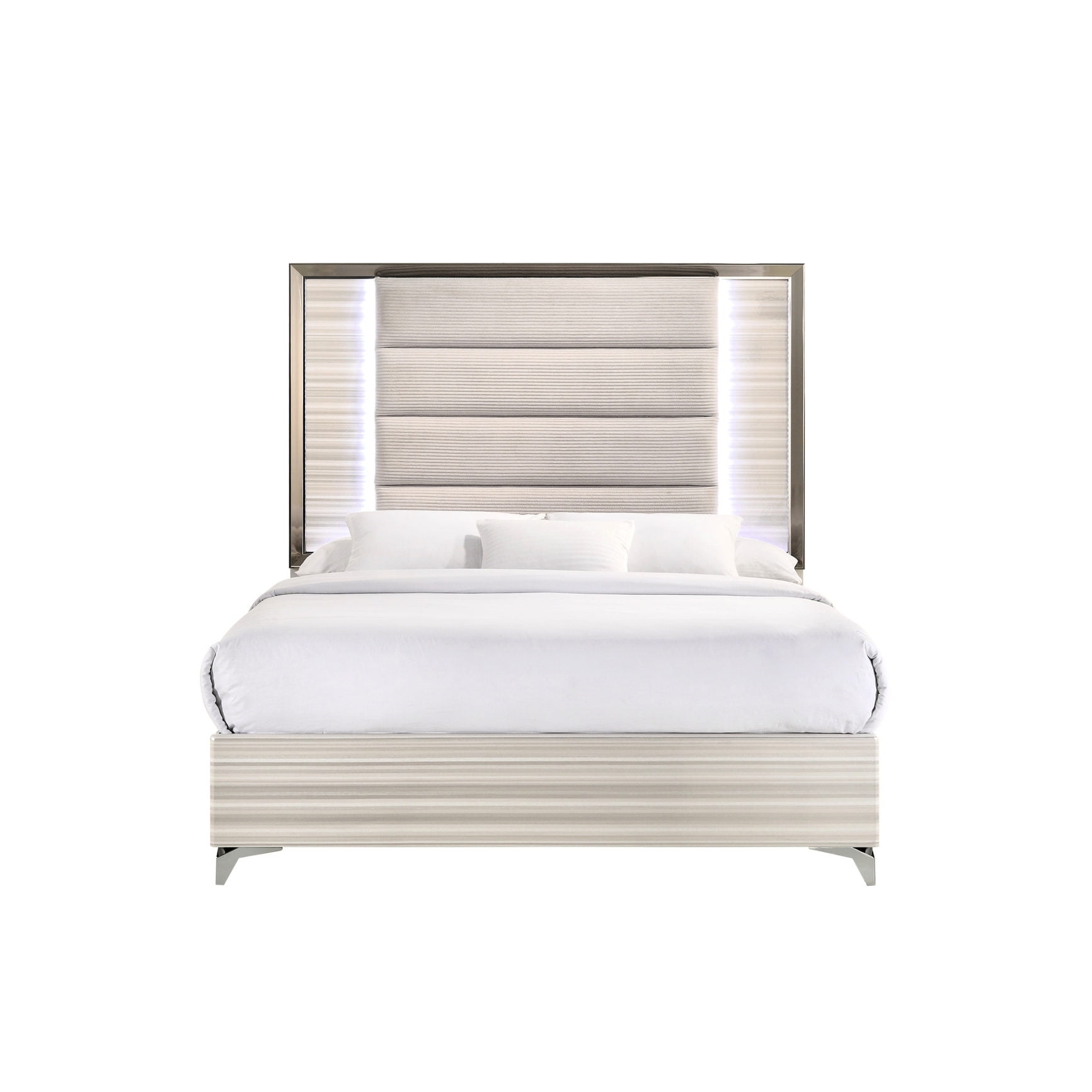 White Finish Bed with Storage and LED - 2 Power Switches - Walmart.com