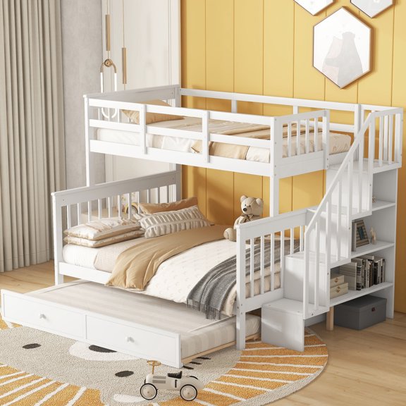 White Finish - Expandable and Contractible - Family Bedroom - Accommodate Overnight Guests