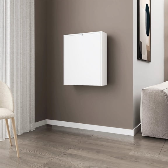 White Finish - Foldable Table and Shelf Storage - Primary Living Area - Space Efficiency & Contemporary Style