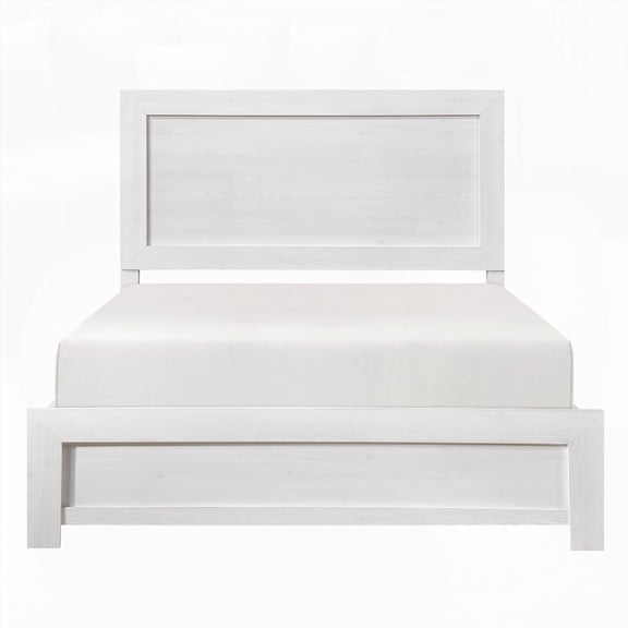 Full Size Wooden Bedroom Furniture with White Finish, 1pc Panel Bed in a Box