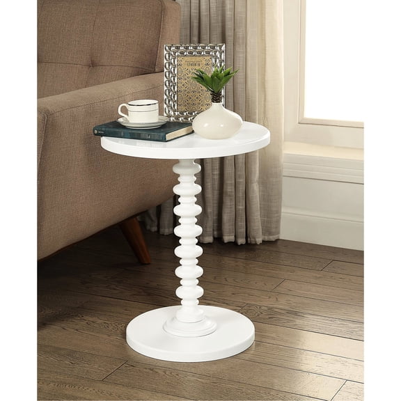 White Finish - Intricate Pedestal Craftsmanship - Entryway Decor - Functional Focal Point