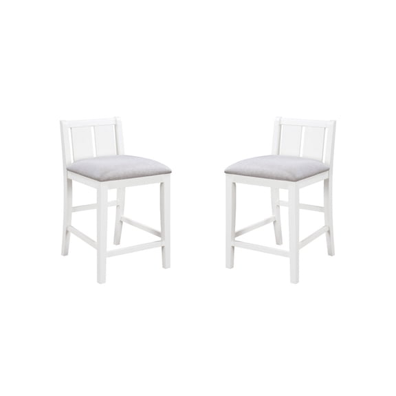 White Finish Upholstered Seat Counter Height Chair Set of 2
