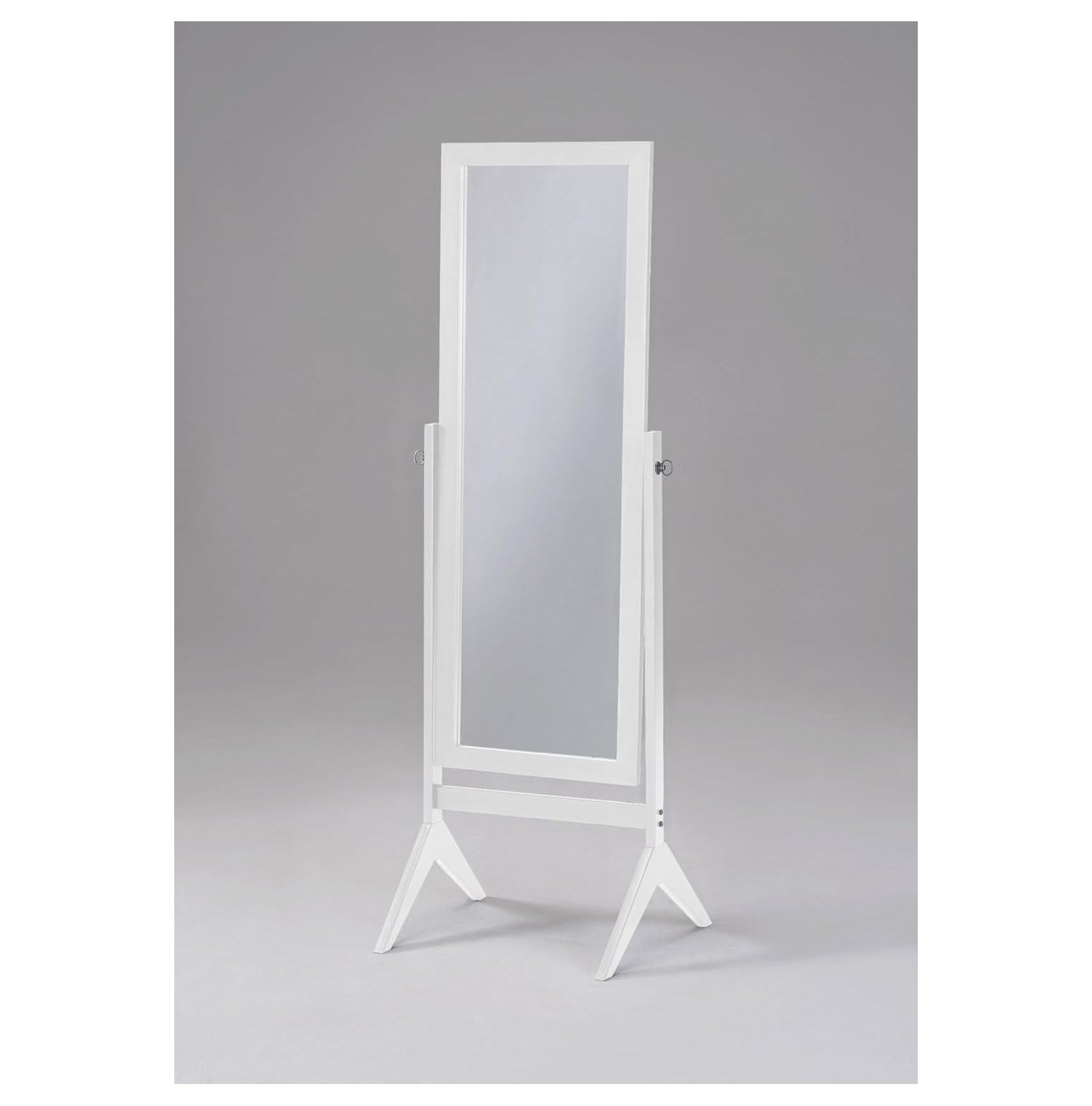 White Finish Wooden Cheval Bedroom Free Standing Floor Mirror