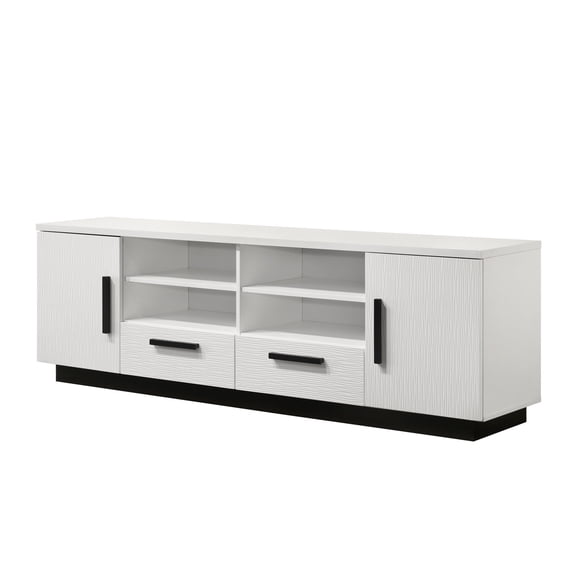White Finish with Black Base | Provide Ample Storage for Media Accessories | Create Striking Visual Contrast