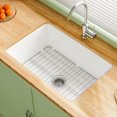 White Fireclay 27 in. Single Bowl Round Corner Undermount/DropIn