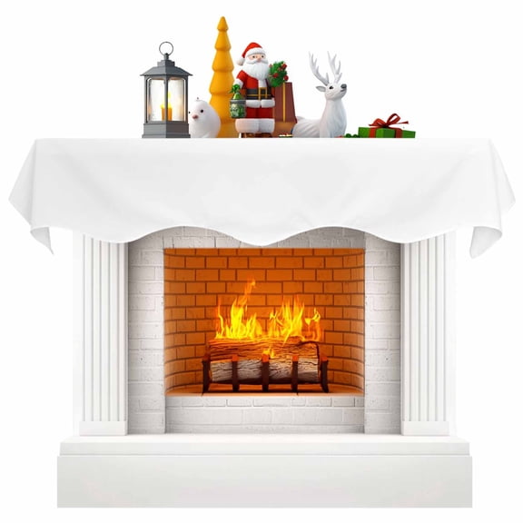 White Fireplace Mantel Scarf Table Runner, Modern Minimalist Pure Soild Color Winter Garland Mantel Top Tablerunners Dresser Scarves Cover Decorations for Windows Party Living Room 70"x17"