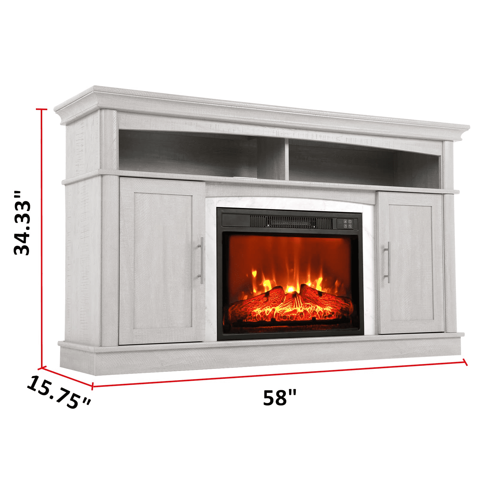 White Fireplace TV Stand, Farmhouse Entertainment Center for 65 Inch TV for Living Room